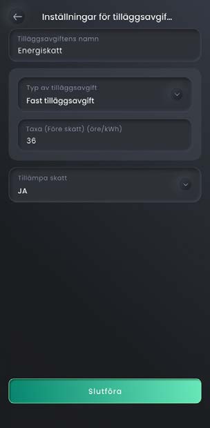 Lägg till varje rörlig avgift separat.